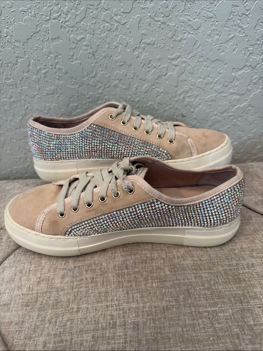 Gianni Bini Zennaa rhinestone-embellished lace-up sneakers